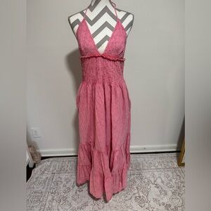 Free People Pink Halter Maxi Dress